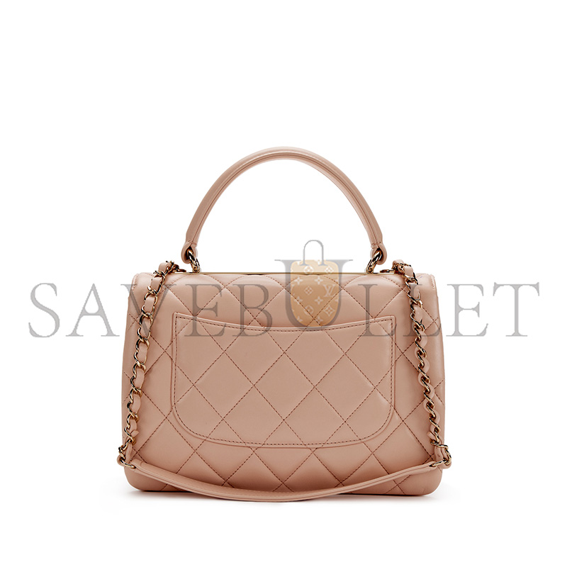 CHANEL QUILTED LAMBSKIN SMALL TRENDY CC TOP HANDLE FLAP BAG GOLD HARDWARE  (25*17*9cm) 